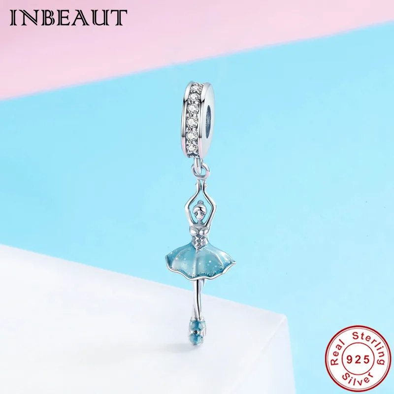INBEAUT 100% Настоящее серебро 925 пробы милый балетный кулон для девочки бусы женская