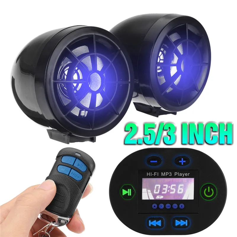 

20W Bluetooth Motorcycle Speakers Audio Sound System FM MP3 Music audio Player With anti-theft alarm Remote Control