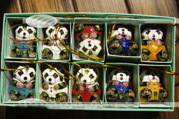 

10pcs Chinese Cloisonne /Enamel panda Christmas Ornaments Charms Key Chains
