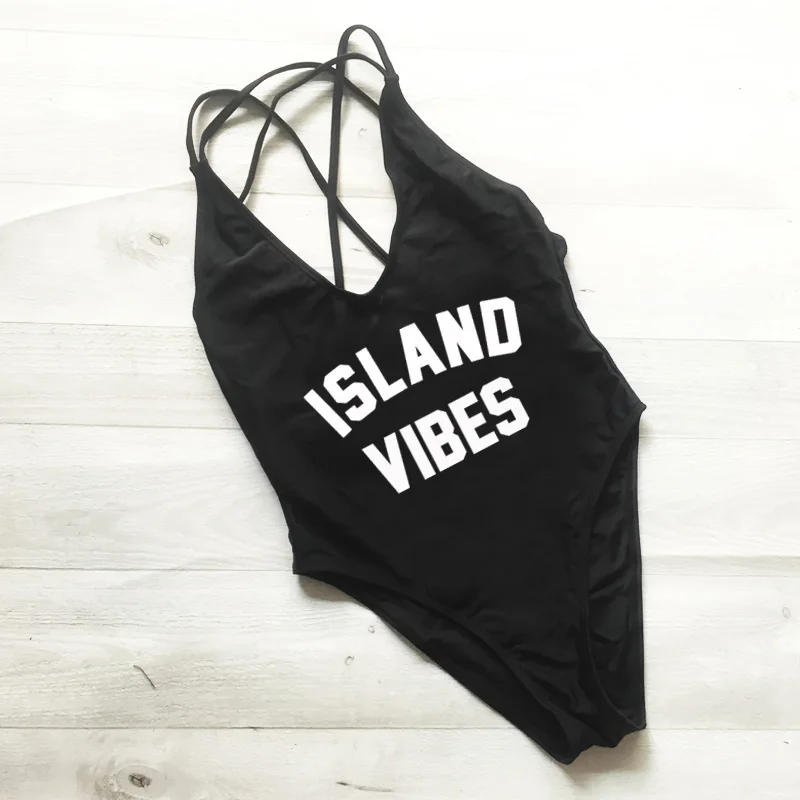 

ISLAND VIBES Cross Back 1 One Piece Swimsuit Sexy Swimming Suit for Women Swimwear Yellow Bathing Suit Mayo Beachwear Badpak Red