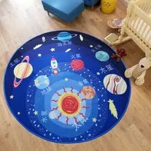Абстрактный дизайн синяя солнечная система звездное небо круглый коврик моющийся нескользящий Детский ковер мягкий и уютный коврик для спальни