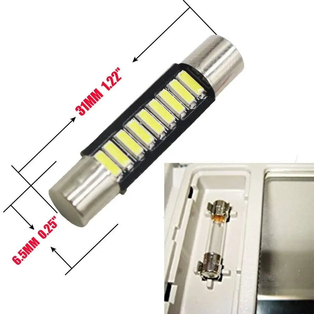 2 шт. 29 мм T6 31 мм 9 SMD 4014 светодиодный лампочка для автомобиля солнцезащитный щиток для салона косметическое зеркало предохранитель светильник чистый белый DC12V автостайлинг