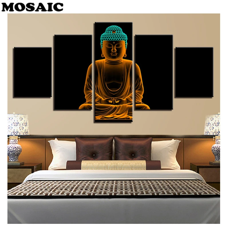 

5pcs set DIY Diamond Embroidery Buddha square Stone Diamond Painting Full round New arrival Diamond Mosaic Rhinestone icons