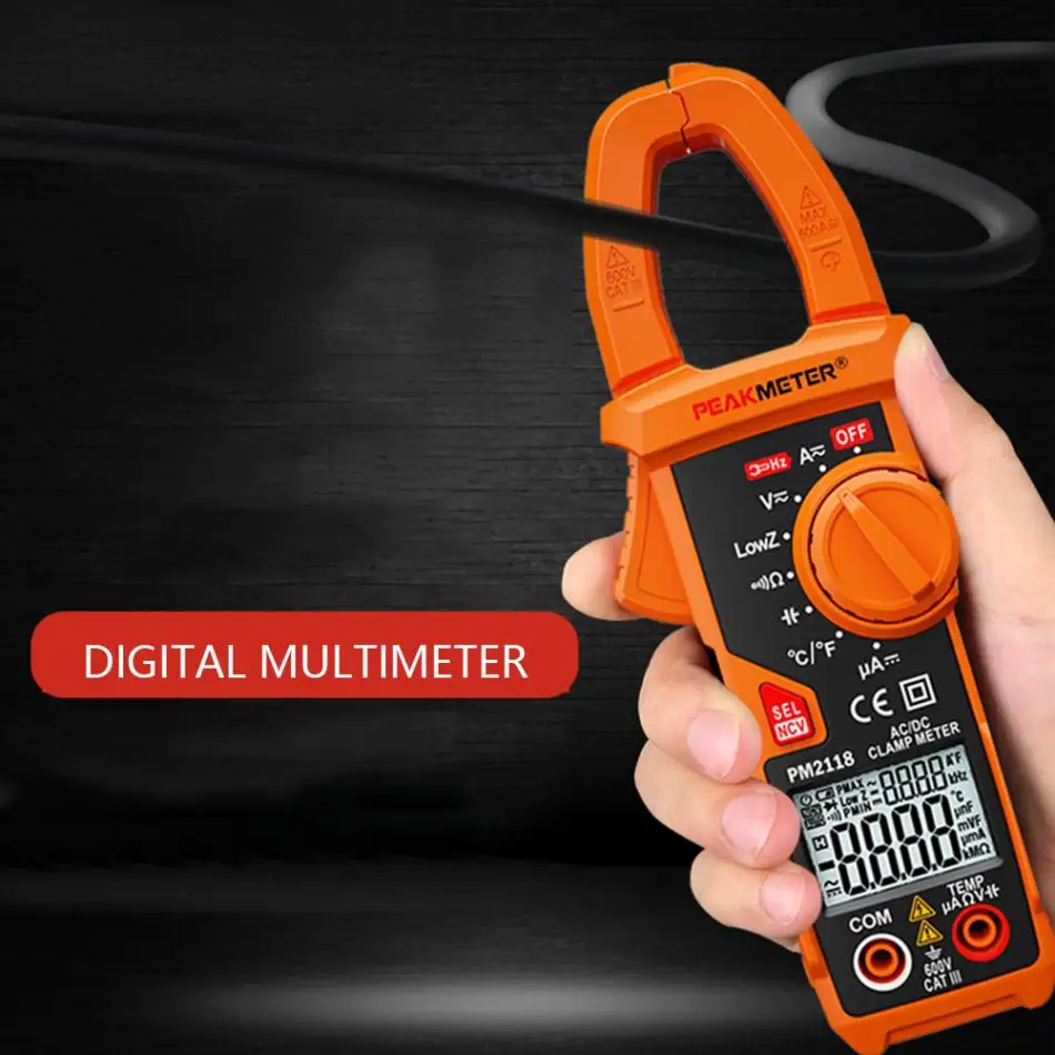 PEAKMETER PM2118 измеритель тока двойной дисплей AC DC зажим Multiemeter NCV Омметр емкость Temp тестер