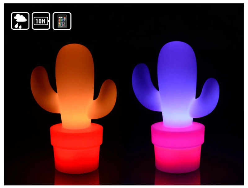 Flutuante ao ar Luzes de Decoração de Vidro à Prova Água com Controle Cactus Desk Table Lamp Night Light Usb Recarregável Rgb Livre d' Remoto Led 4 Luzes noturnas