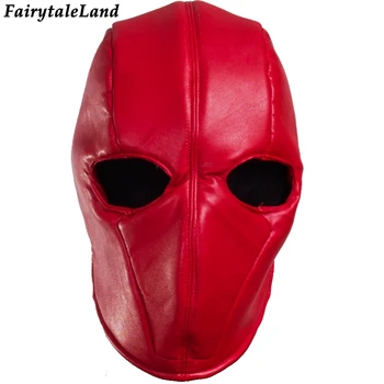 

Batman Red Hood Mask Halloween cosplay accessories for adult superhero Red Hood Helmet red leather hat