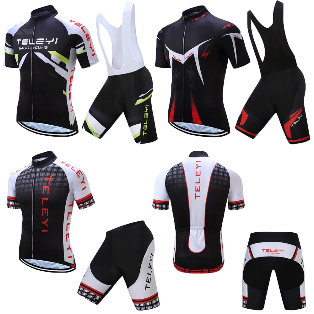 

Men TELEYI Summer Cycling Jersey Kits Male 2019 Racing Bike Clothing Mtb Mallot Uniform Bicycle Skinsuit Equipment Clothes Sets
