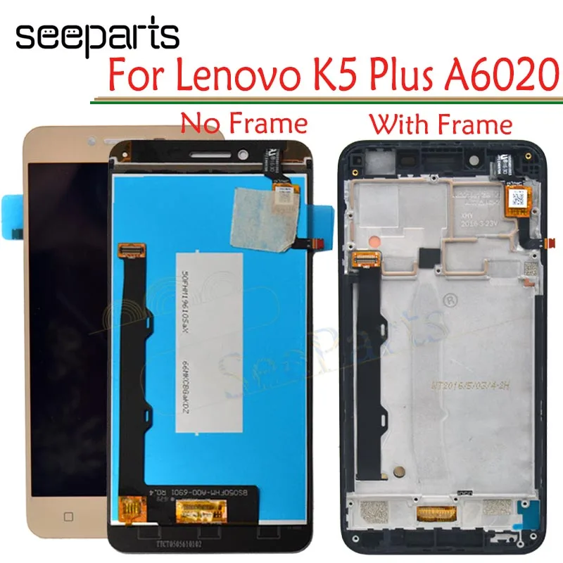 

100% NEW 5.0'' For Lenovo K5 A40 LCD Display Digitizer Touch Screen Assembly A6020 With Frame Parts For Lenovo K5 Plus A46 LCD