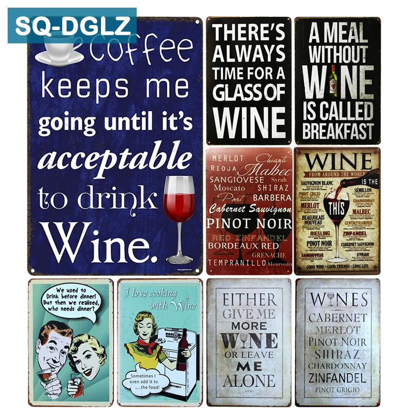 

[SQ-DGLZ]Mellow WINE Metal Sign Bar Wall Decor Vintage Metal Crafts Home Decor Painting Plaques Art Poster