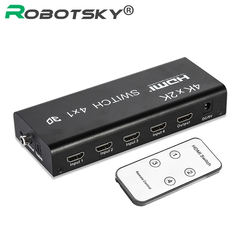 4x1 4 Ports HDMI Switch with Remote and Audio Toslink Coaxial Audio