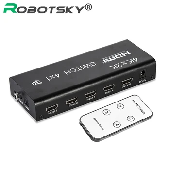 

4x1 4 Ports HDMI Switch with Remote and Audio Toslink Coaxial Audio Output-4 Input with 1 Output 4Kx2K Full 3D 2160p for HDTV