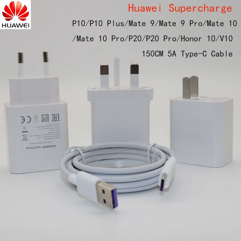

Original Huawei SuperCharge Wall Charger 5V 4.5A Adapter 5A USB type C Cable fast charging For Mate10 P20 Pro p10 plus honor V10