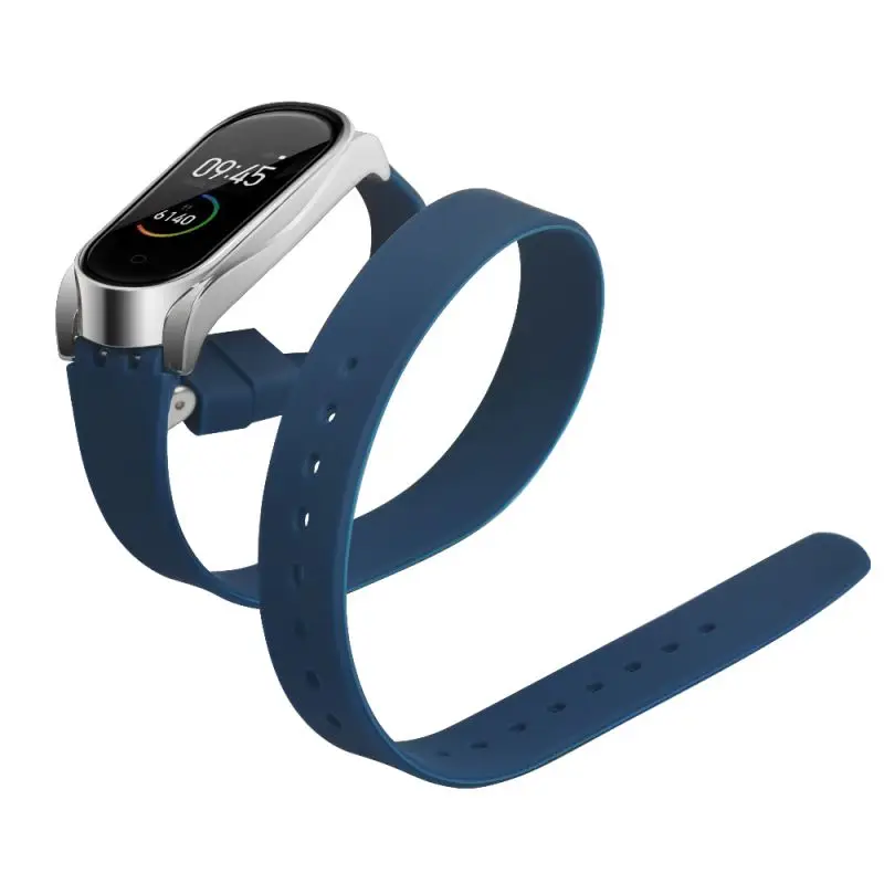 Силиконовый сменный ремешок для часов Xiaomi mi Band 4 длинный двойная обертка band