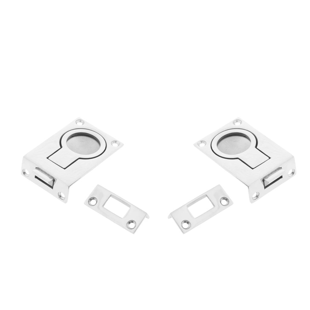 2 Pcs Marine 316 Stainless Recessed Hatch Pull Buckle Floor Latch Flush Ring Pull for Water Sports Dinghy Yacht Accessory