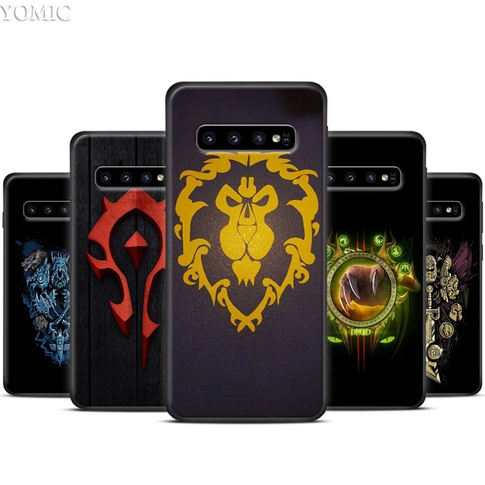 

World of Warcrafts logo Black Silicone Case for Samsung Galaxy S10 S10e S8 S9 Plus S7 A40 A50 A70 Note 8 9 Soft Cover Case