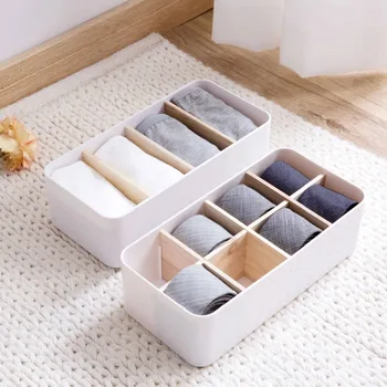 

OTHERHOUSE Underwear Organizer Drawer Closet Organizer Makeup Storage Box Case with Wooden Divider Scarfs Socks Bra Organizers