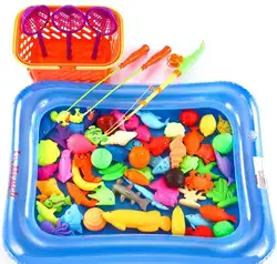 50 шт./компл. Новый пруд Игра магнитная Рыбалка Удочка 3D рыбы модель детские Для ванной Игрушечные лошадки Открытый Fun Kids игрушка + бассейн