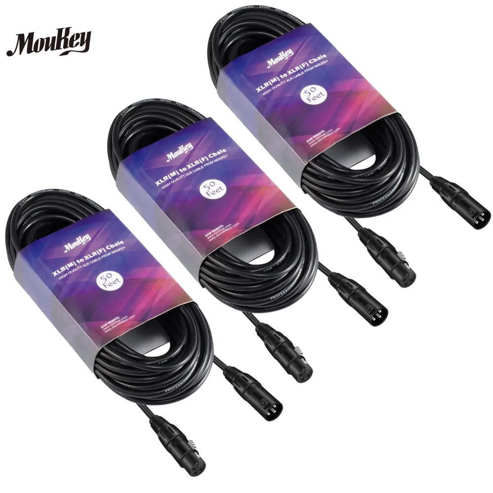 

Moukey 50 Feet XLR Cable Male to Female Microphone Cable For Audio Black