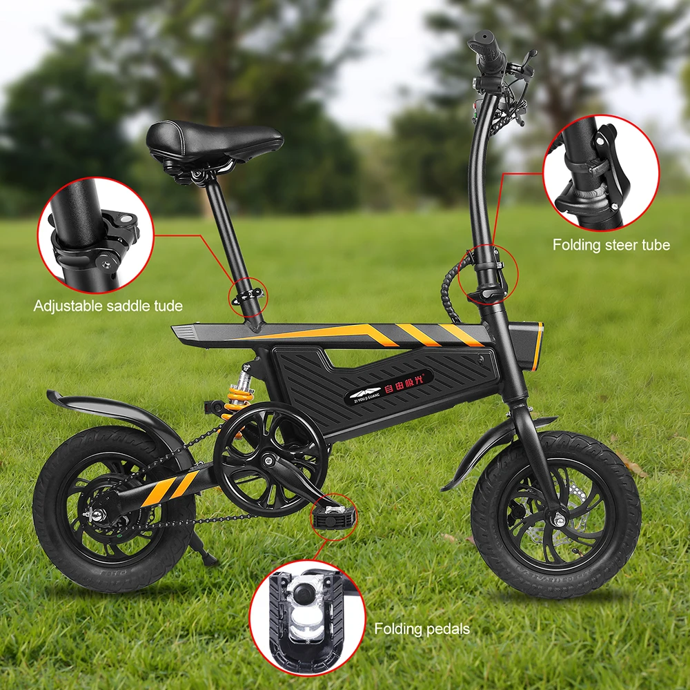 Excellent USA Warehouse 12 Inch Folding Power Assist Eletric Bicycle E-Bike 250W Motor Brakes Foldable Electric Bike Outdoor Sports 16