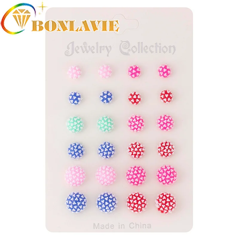 

Heart-shaped Plum Blossom Soft Pottery Ear Nail Multy Style Handmade Earring Woman Ornaments Colourful Earrings Suit