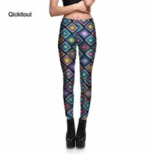 Qickitout горячая распродажа Женские сексуальные леггинсы с принтом для фитнеса красочные ромбовидные брюки с цифровым принтом брюки размер S-4XL