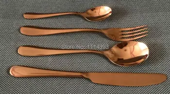 

2232-ROSE GOLD Forged Stainless steel Cutlery set 24pcs Rose gold Plating Titanium /Colored Flatware set of Restaurant or Hotel