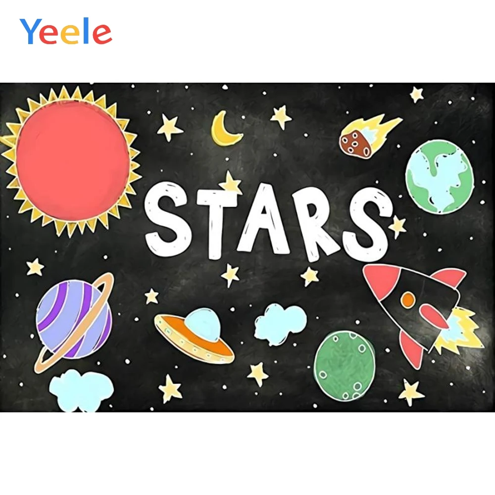 

Yeele Baby Cartoon Stars Spaceship Starry Birthday Party Portrait Photo Background Photography Backdrop Photocall Photo Studio