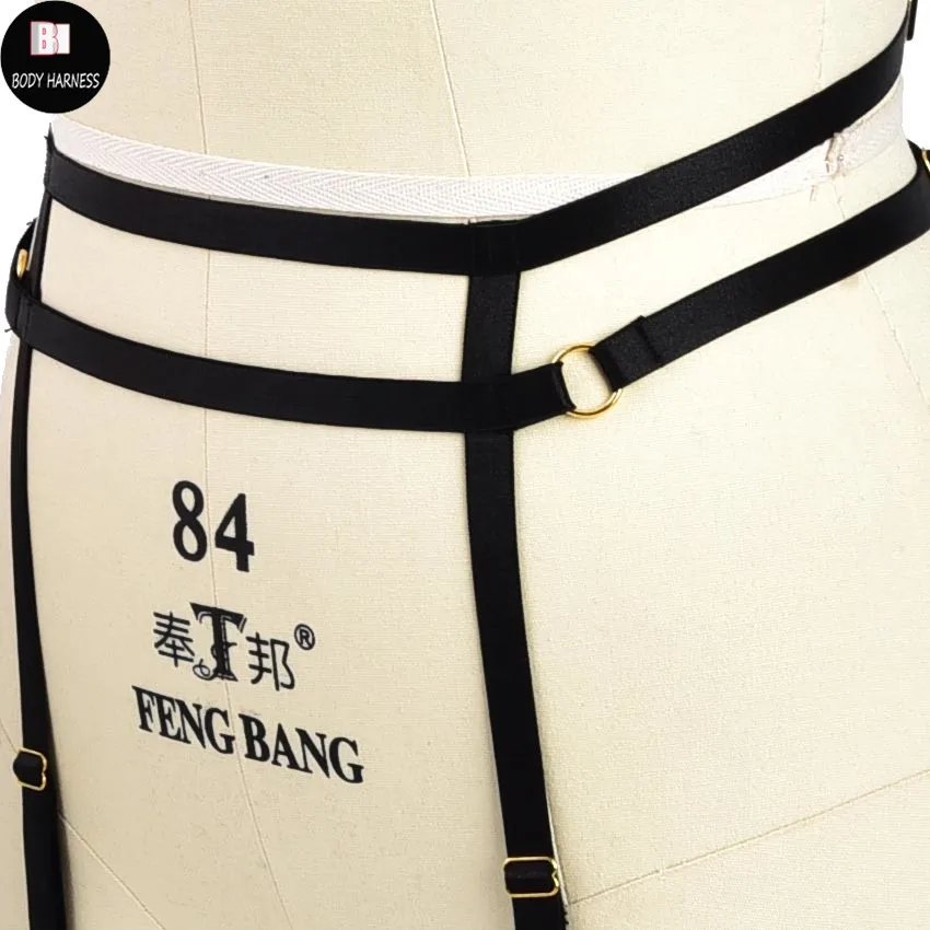 Women Goth Leg Garter Belt Black Body Harness Punk Sexy Leg Harness