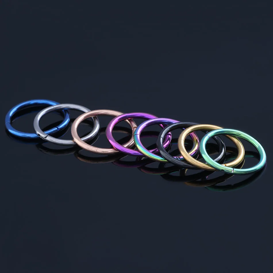 1PC G23 Titanium 16G Nose Rings Hinged Segment Ring Septum Clicker Piercing Nose Earring Tragus Pircing Nariz Body Jewelry - Image 3