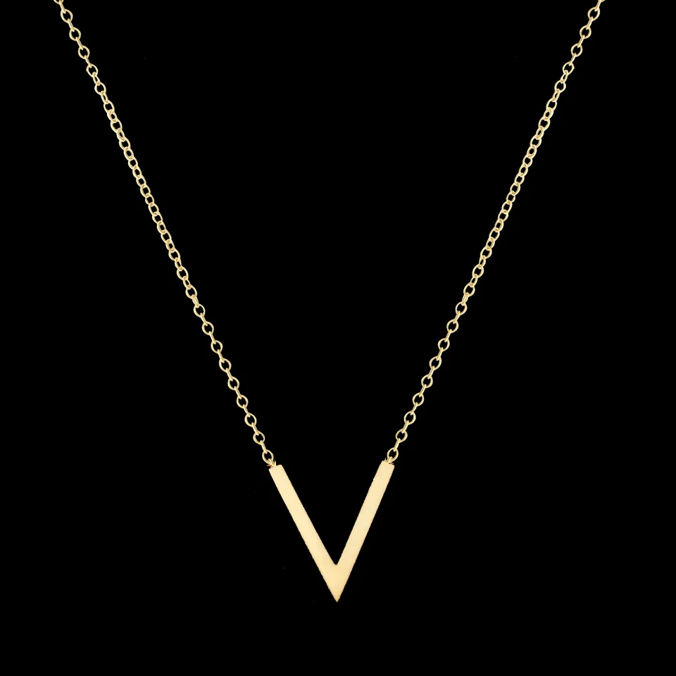 DIANSHANGKAITUOZHE 2016 Body Jewelry V Ketting Collares Mujer Stainless Steel Gold Chevron V Men Necklace Women Bijoux Femme