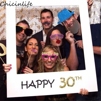 

Chicinlife Happy 30th 35th 40th Paper Photo Booth Frame 16th 18th 21th 30th 50th 60th Birthday Party Decoration Birthday Props