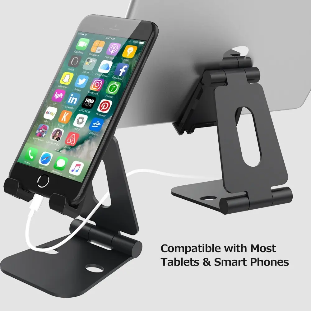 Foldable aluminum phone tablet stand holder dock for iPhone iPad