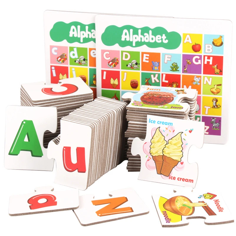 

Candywood 2018 New Children English Letters Alphabet Puzzle Game Cards Educational Learning Toys Letter Matching Game with Box