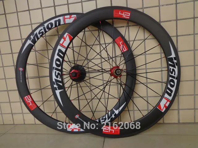 Best price at $322 Cheap Newest red 700C front 50mm+rear 60mm clincher rim Road bicycle matte UD full carbon bike wheelset 20.5 23 25mm width Free ship