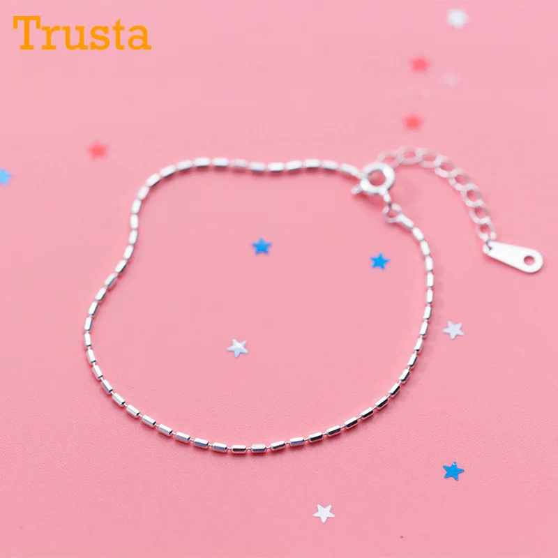 Trusta 925 пробы серебряные Модные женские ювелирные изделия двухслойный браслет с бусинами 16 см для подарка для девушек и девушек Прямая поставка DS454
