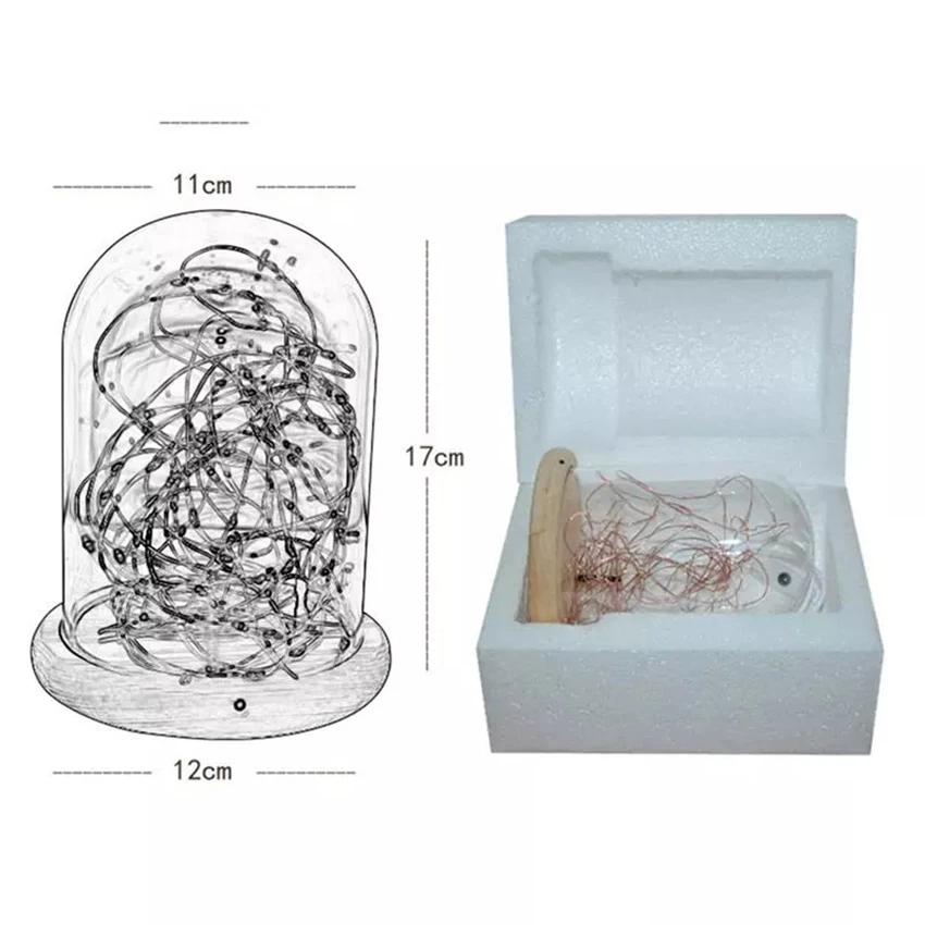 Стеклянный купол, ночные светильники, светодиодная деревянная основа, искра, Usb, ночник, лампа для спальни, проектор, настольная лампа с теплым сказочным звездным светом