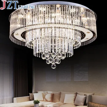 

Modern Luxury Circular K9 Crystal Ceiling Lamp With Remote Control Led 5 Sections Of Light Led Warm/Cool White Light Source