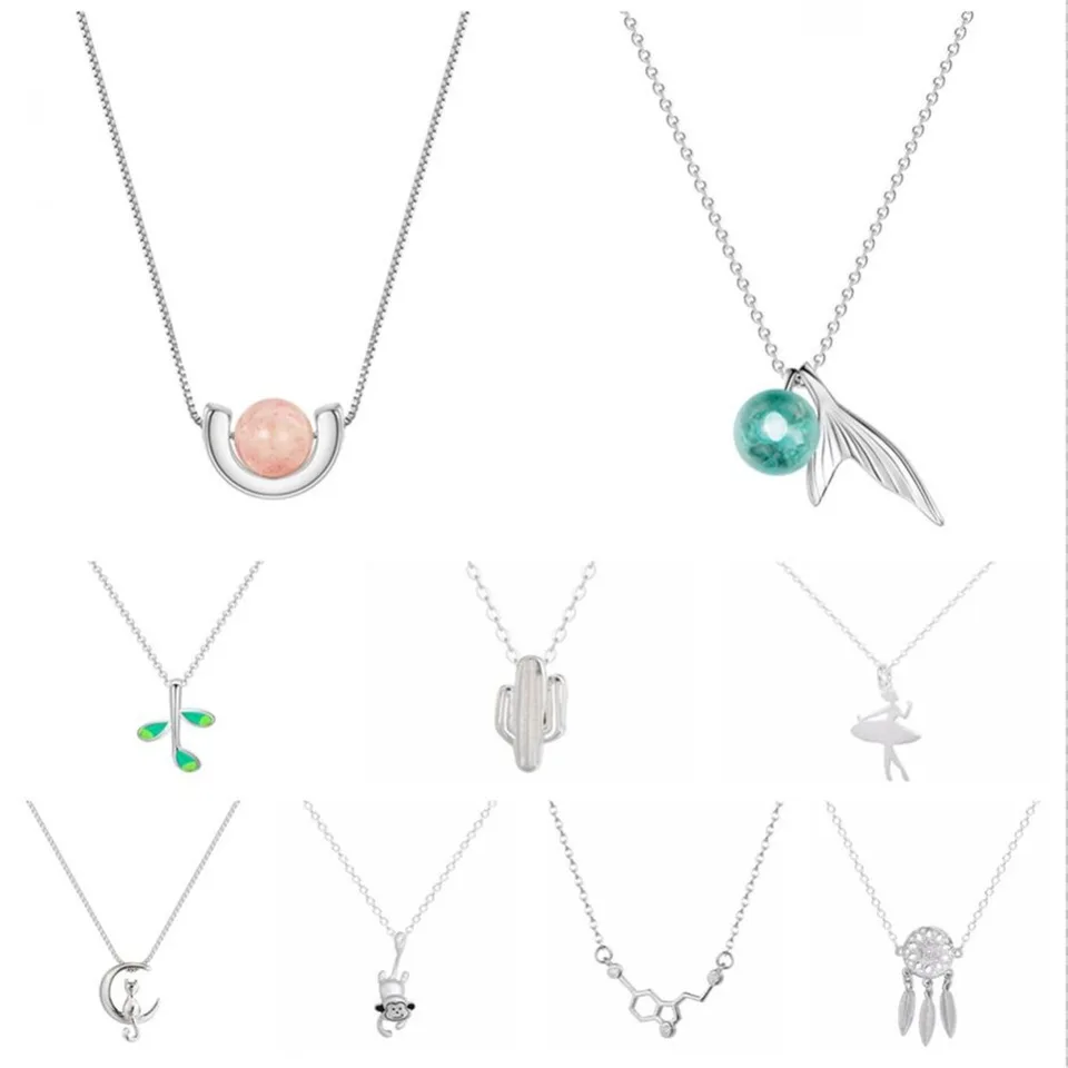 Qiamni Belle Queue De Poisson Chat Singe Danseur Moleculaire Cactus Fleur Battement De Coeur Chaine Choker Pendentif Collier Cadeau D Anniversaire Bijoux Aliexpress