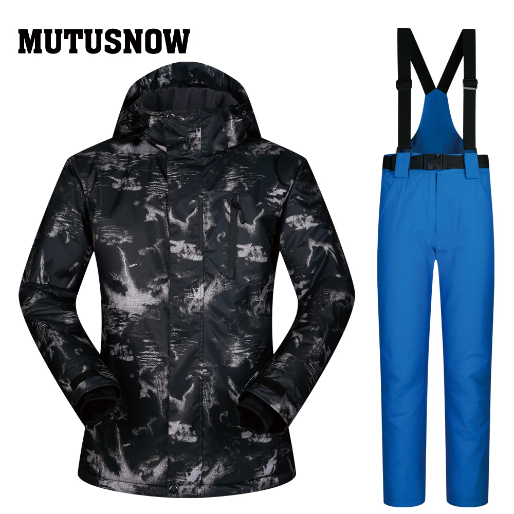 MUTUSNOW 2019 جديد الرجال بدلة تزلج مجموعات الذكور يندبروف ماء رشاقته الملابس على الجليد سترات للتزلج و السراويل مجموعات الشتاء الماركات