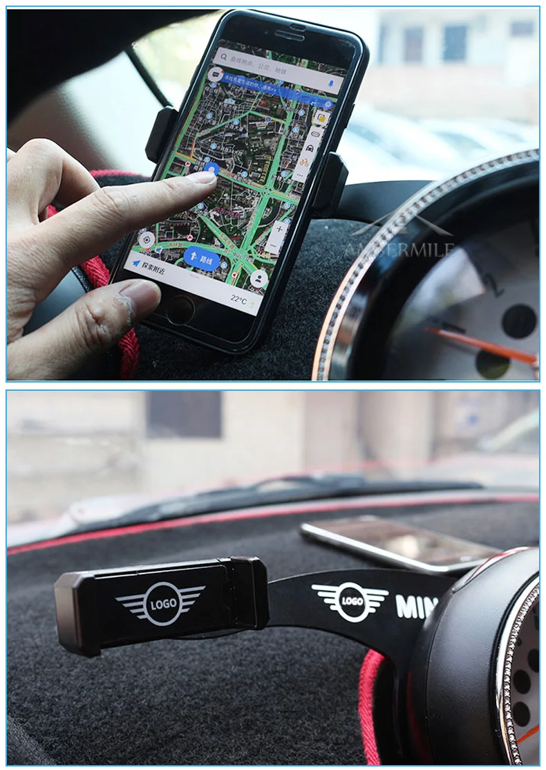 AMBERMILE Car Interior Mobile Phone Holder Bracket Rotatable GPS Holder for Mini Cooper Countryman R60 Paceman R61 Accessories (9)