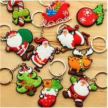 1pc Funny Father Christmas PVC Keychains Santa Claus Keyfob Gift XMAS Keyrings Key chains Accessories Random Color