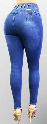Женские Стрейчевые джинсы, обтягивающие джинсы, подтягивающие штаны-карандаш, джинсы с высокой талией, брюки - Цвет: Colorful blue