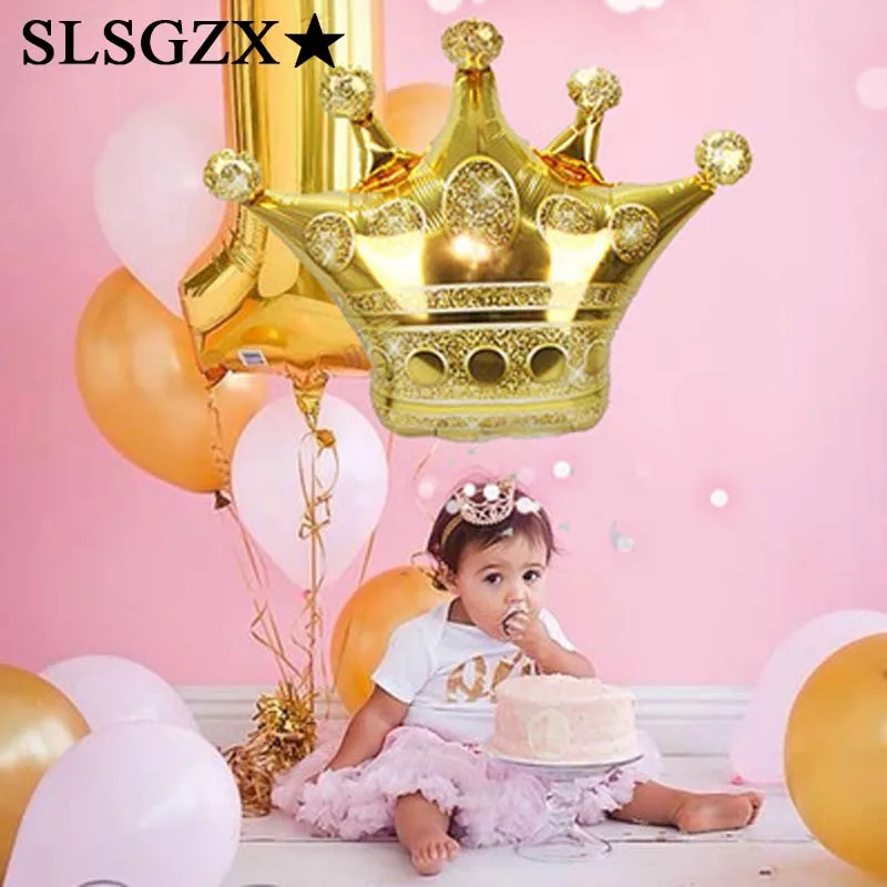 

1pc Large 24inch Gold Crown Foil Balloons Prince Princess Baby Shower 31 20 1st Birthday coroa Party Decorations adult globos