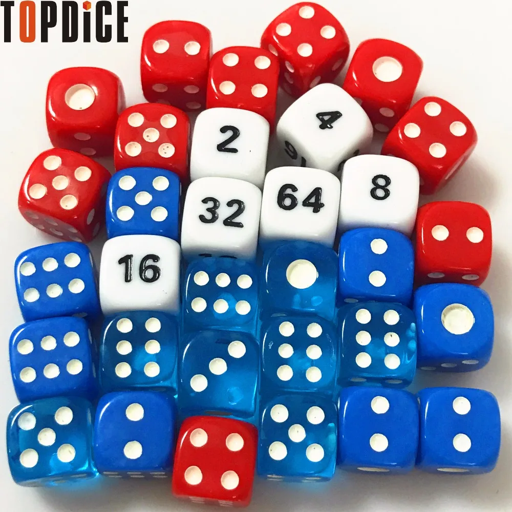 What game has a die with the numbers 2, 4, 8, 16, and 32 ...