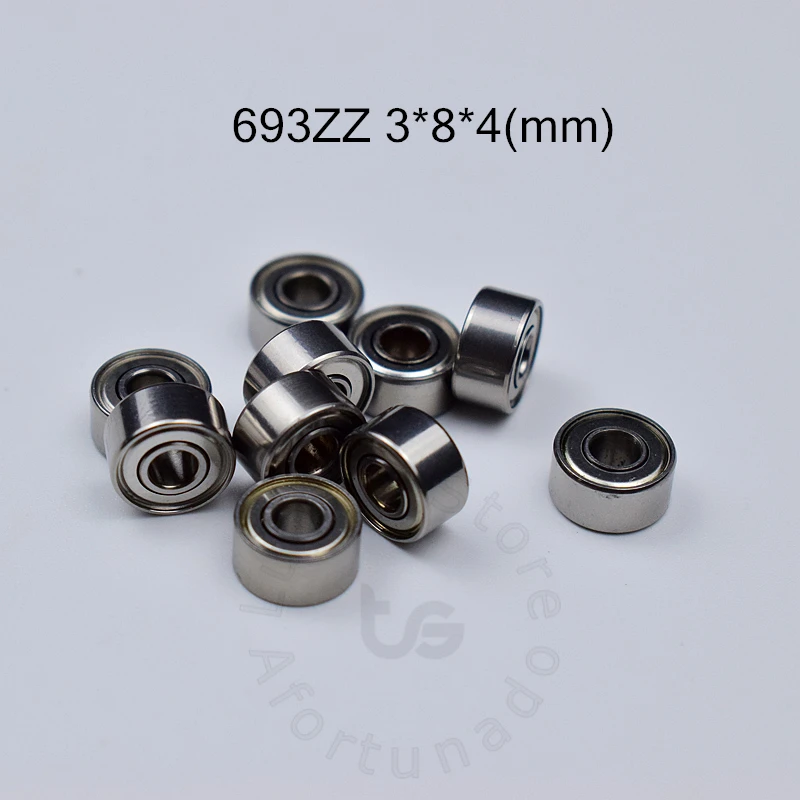 693ZZ 3*8*4 (мм) 10 шт. Подшипник Бесплатная доставка ABEC-5 Металл запечатанная миниатюра Мини подшипник 693 693Z 693ZZ хромированная сталь ABEC-5 - изображение