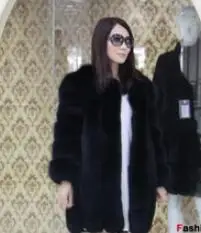Зимнее роскошное пальто из лисьего меха, тонкая женская куртка, Толстая теплая, плюс размер, новинка, женское плюшевое пальто, повседневная верхняя одежда - Цвет: BLACK