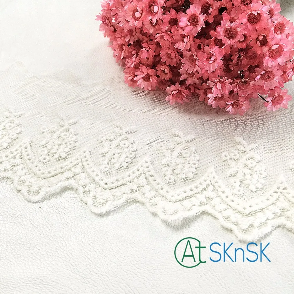 

50 Yards/Lot Fabric lace White Flowers Lace Trim DIY Craft Materials Clothing Accessories Lace Embroidery A2