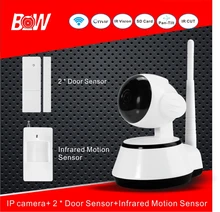 Nuevo Dispositivo de Acoplamiento de la Alarma P2P WiFi Monitor de Cámara de Visión Nocturna 2 sensor de puerta 1 infrarrojos motion sensor de la cámara ip inalámbrica BWIPC014