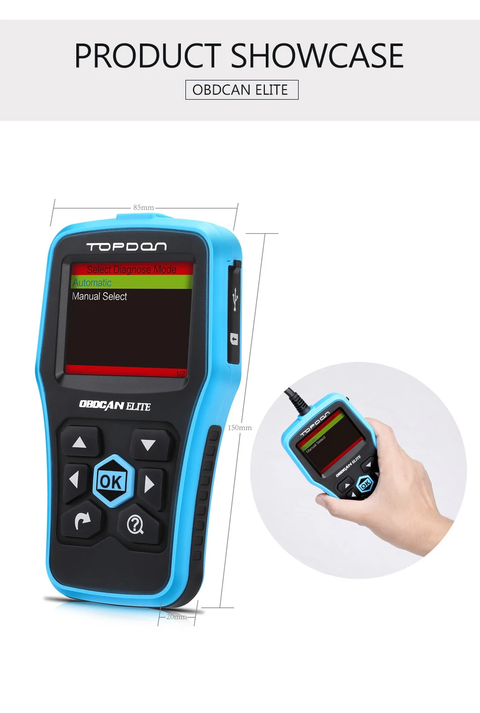 TOPDON Ultrascan OBDCAN ELITE EOBD/OBD2 полнофункциональный ABS/SRS считыватель кодов для более чем 25 брендов выключите светильник двигателя проверки