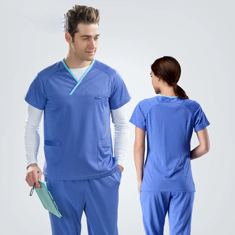 2017 Summer Hospital Surgical Scrub Set Men Doctor Nurse Uniform Scrub